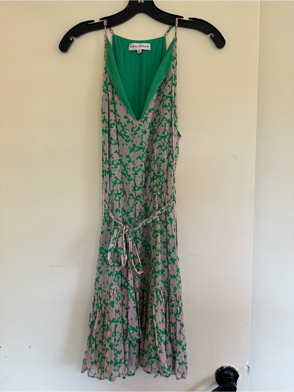 Karina Grimaldi Pink and Green Floral Slip Dress